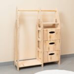 Montessori Kleiderschrank aus Naturholz mit 3 Schubladen, Kleiderstange und Regalen - Galeriebild 5 von Cozy Collections