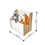 2-in-1 Montessori Spielzeugtruhe und Bücherregal – Naturholz und Weiß mit Tragegriffen - Galeriebild 3 von Cozy Collections