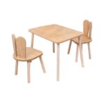 Tisch- und 2-Stühle-Set Hase aus Naturholz | Design Bunny - Produktbild von Cozy Collections