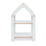 Hausregal 2 Ebenen Weiß – Montessori Bücherregal mit gelb-weißem Chevron-Dach - Galeriebild 1 von Cozy Collections