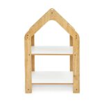 Hausregal 2 Ebenen aus Naturholz – Montessori Kinderbücherschrank mit Stoffdach - Galeriebild 1 von Cozy Collections
