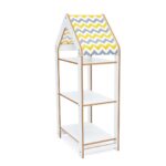 Hoher Hausregal 3 Ebenen Weiß - Montessori Bücherregal 100 cm mit gelbem Chevron-Dach - Produktbild von Cozy Collections