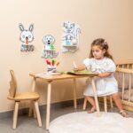 Kinder-Wandregal mit 3 niedlichen Tieren – Hase, Hund, Eichhörnchen aus naturbelassenem Holz - Galeriebild 1 von Cozy Collections