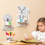 Kinder-Wandregal mit 3 niedlichen Tieren – Hase, Hund, Eichhörnchen aus naturbelassenem Holz - Galeriebild 3 von Cozy Collections