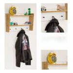 Kinder-Wandregal mit Haken - Montessori-Kran aus Naturholz und Weiß - Galeriebild 2 von Cozy Collections