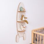 Wandregal Rakete aus weißem und naturfarbenem Holz | 3 Ablageböden - Produktbild von Cozy Collections