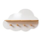 Wandregal Wolke mit 4 Holzhaken | 2-in-1 Aufbewahrung und Aufhängung - Produktbild von Cozy Collections
