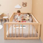 Montessori-Wandbett aus naturbelassenem Buchenholz mit abnehmbarem Schutzgitter - Galeriebild 5 von Cozy Collections