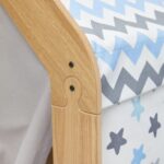 Kinder-Spielhaus aus Naturholz mit blau-grauem Stoffzelt – Montessori-Sternenhütte - Galeriebild 3 von Cozy Collections