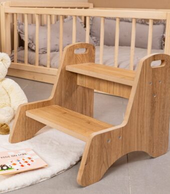 Montessori-Trittleiter mit 2 Stufen aus Naturholz | Kinderautonomie - Produktbild von Cozy Collections