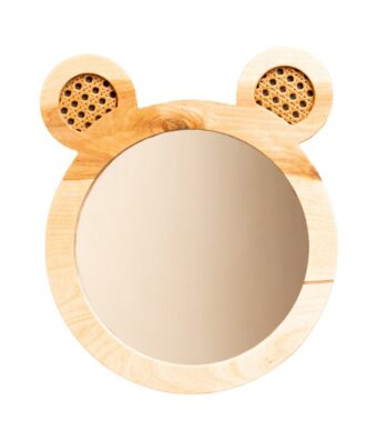 Dekorativer Bär-Spiegel aus natürlichem Holz für Kinderzimmer - Produktbild von Cozy Collections