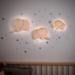 LED-Wand-Nachtlichter Familie Elefanten aus handbemaltem Holz | Mama, Papa, Baby - Variantenbild Modell Familientrio (Groß + Mittel + Baby) von Cozy Collections