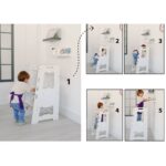 Montessori Lern-Turm aus Vollweißem Holz – Verstellbarer Lernhocker für Kinder von 2 bis 6 Jahren - Galeriebild 2 von Cozy Collections