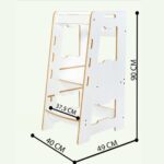 Montessori Lern-Turm aus Vollweißem Holz – Verstellbarer Lernhocker für Kinder von 2 bis 6 Jahren - Galeriebild 4 von Cozy Collections