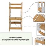 Montessori Lernturm aus weißem und naturbelassenem Holz – Verstellbarer Lernhocker für Kinder von 2 bis 6 Jahren - Galeriebild 2 von Cozy Collections
