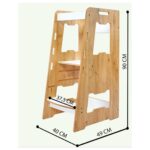 Montessori Lern-Turm aus Naturholz mit weißen Plattformen – Verstellbarer Tritthocker für 2-6 Jahre - Galeriebild 4 von Cozy Collections