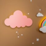 LED-Wand-Nachtlicht Regenbogen mit handbemalten Holzwolken | 4 Pastellfarben - Variantenbild Modell Rosa Wolke von Cozy Collections