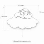Luci da parete LED elefante e agnello sulle nuvole in legno dipinto a mano - immagine 6