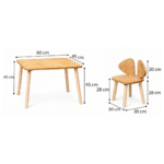 Set tavolo e 2 sedie orecchie da cane in legno naturale | Design Puppy - immagine 6