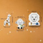 Mensola da parete per bambini con 3 animali safari – Leone, scimmia e giraffa - immagine 6