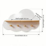 Mensola nuvola con 4 ganci in legno | Contenitore e appendiabiti 2 in 1 - immagine 6