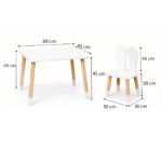 Set tavolo e 2 sedie coniglio bianco in legno naturale | Montessori - immagine 6