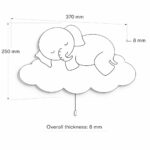 Luci da parete LED elefante e agnello sulle nuvole in legno dipinto a mano - immagine 7