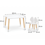 Set tavolo e 2 sedie con orecchie da cane in legno bianco e naturale | Design Puppy - immagine 5