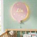 Personalisiertes Ballon-Wandnachtlicht mit Namen | LED Nachtlicht Holz