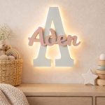 Personalisiertes Initial-Nachtlicht mit Namen LED Holz | LED Nachtlicht Holz