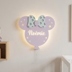 Personalisiertes Schleifen-Wandnachtlicht mit Namen LED Holz | LED Nachtlicht Holz
