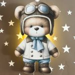 LED-Wandnachtlicht Fliegerbär | LED Nachtlicht Holz