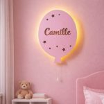 Personalisiertes Ballon-Wandnachtlicht mit Namen | LED Nachtlicht Holz