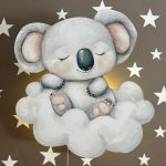 Wandnachtlicht Koala schlafend auf Wolke | LED Nachtlicht Holz