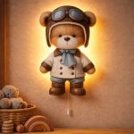 LED-Wandnachtlicht Fliegerbär | LED Nachtlicht Holz