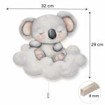 Wandnachtlicht Koala schlafend auf Wolke | LED Nachtlicht Holz