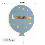 Personalisiertes Ballon-Wandnachtlicht mit Namen | LED Nachtlicht Holz