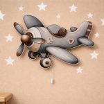 Vintage Flugzeug LED-Wandnachtlicht | LED Nachtlicht Holz
