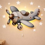 Vintage Flugzeug LED-Wandnachtlicht | LED Nachtlicht Holz