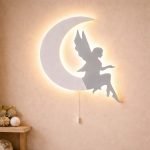 Fee auf dem Mond LED-Wandnachtlicht aus Holz | LED Nachtlicht Holz