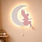 Fee auf dem Mond LED-Wandnachtlicht aus Holz | LED Nachtlicht Holz