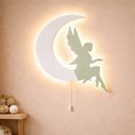 Fee auf dem Mond LED-Wandnachtlicht aus Holz | LED Nachtlicht Holz