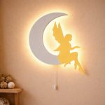 Fee auf dem Mond LED-Wandnachtlicht aus Holz | LED Nachtlicht Holz