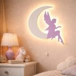 Fee auf dem Mond LED-Wandnachtlicht aus Holz | LED Nachtlicht Holz