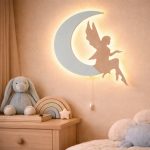 Fee auf dem Mond LED-Wandnachtlicht aus Holz | LED Nachtlicht Holz