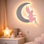 Fee auf dem Mond LED-Wandnachtlicht aus Holz | LED Nachtlicht Holz