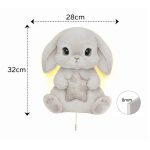 Graues Kaninchen mit Stern LED-Wandnachtlicht | LED Nachtlicht Holz