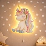Kawaii Einhorn LED-Wandnachtlicht | LED Nachtlicht Holz