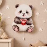 Kawaii Panda mit Herz LED-Wandnachtlicht | LED Nachtlicht Holz