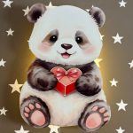 Kawaii Panda mit Herz LED-Wandnachtlicht | LED Nachtlicht Holz
